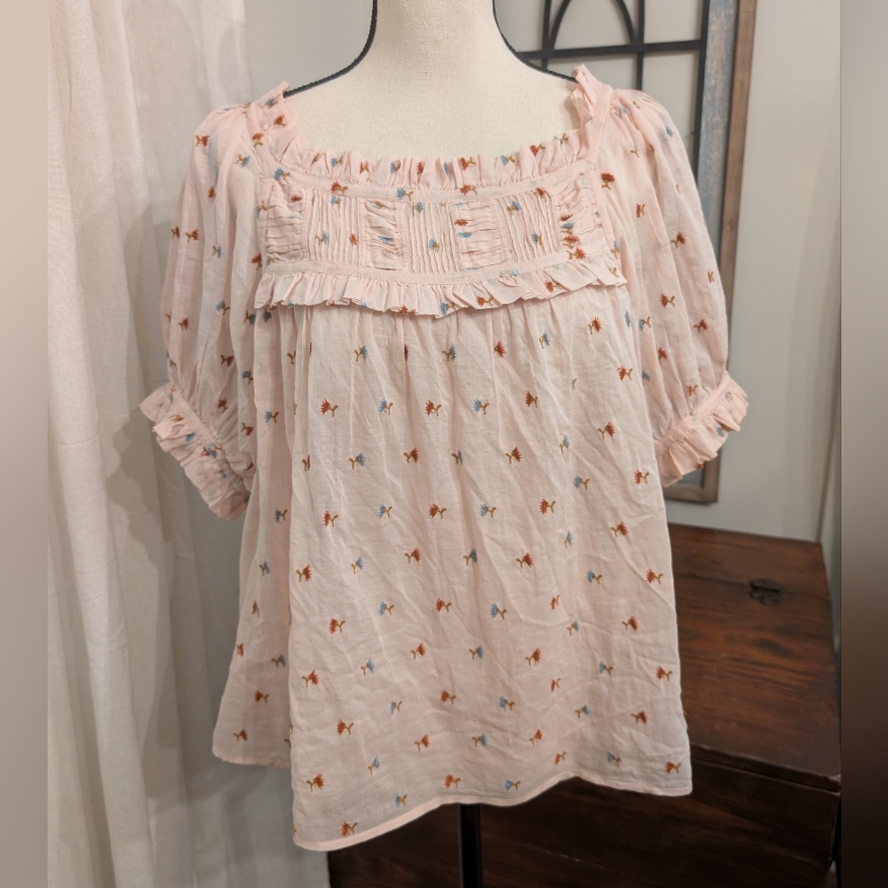 DOEN Frances top- Pink Floral- Large